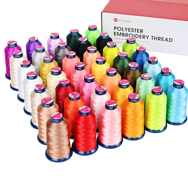 PooLin Polyester Embroidery Thread Set 40 Colors 4000m 108D/2 40WT
