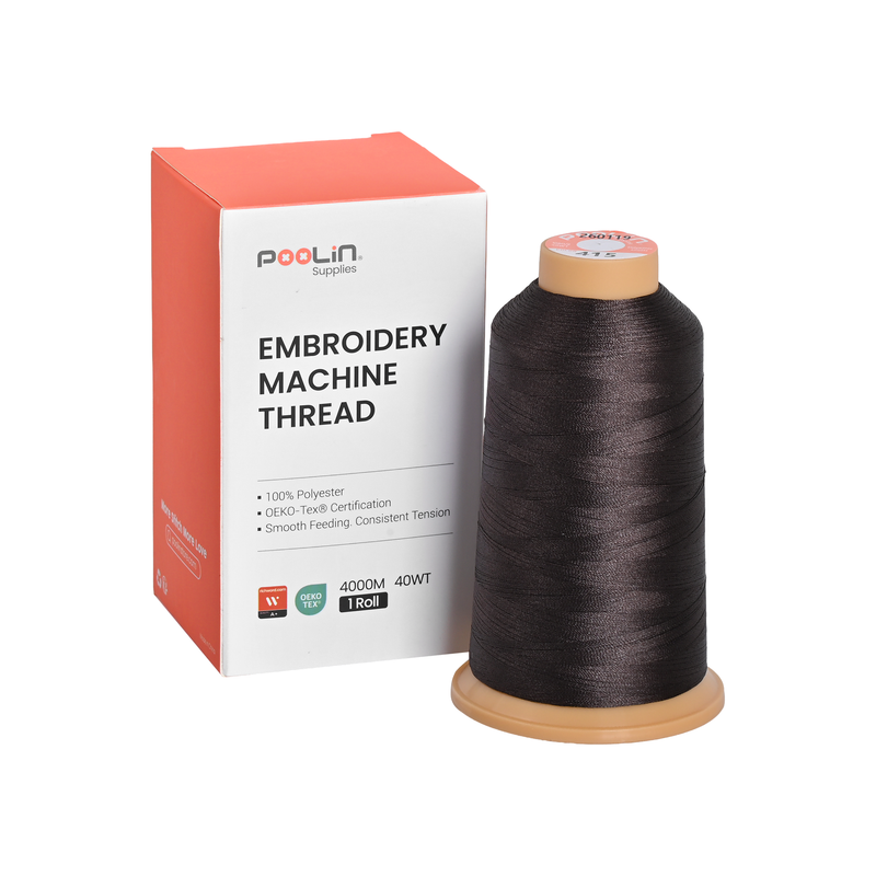 PooLin Polyester Embroidery Thread, 4000m 108D/2 40WT, Color 415 Espresso Brown