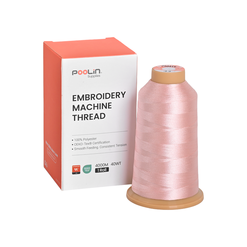 PooLin Polyester Embroidery Thread, 4000m 108D/2 40WT, Color 43 Pale Peach