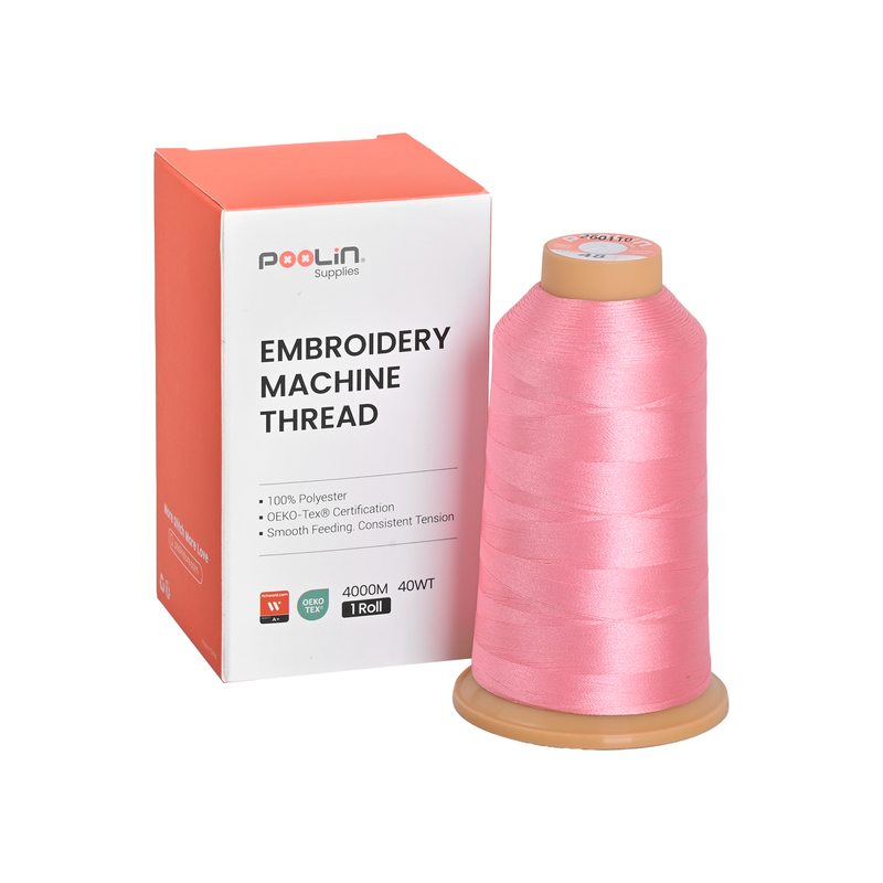 PooLin Polyester Embroidery Thread, 4000m 108D/2 40WT, Color 48 Light Pink
