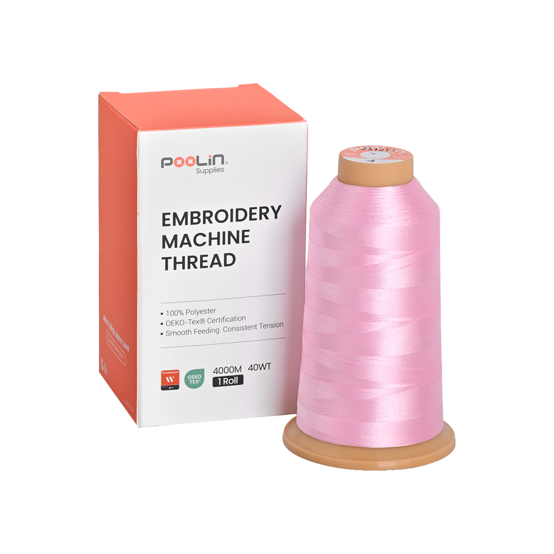 PooLin Polyester Embroidery Thread, 4000m 108D/2 40WT, Color 4 Baby Pink