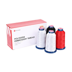 PooLin Polyester Embroidery Thread Set 4-Pack White Black Red 4000m 108D/2 40WT