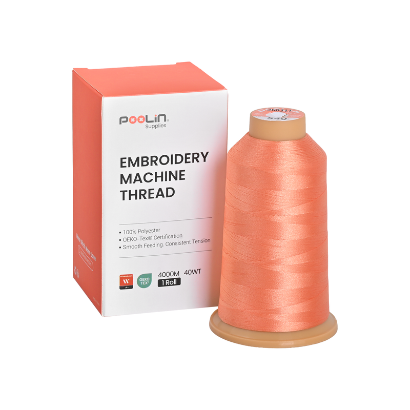 PooLin Polyester Embroidery Thread, 4000m 108D/2 40WT, Color 540 Peach Orange