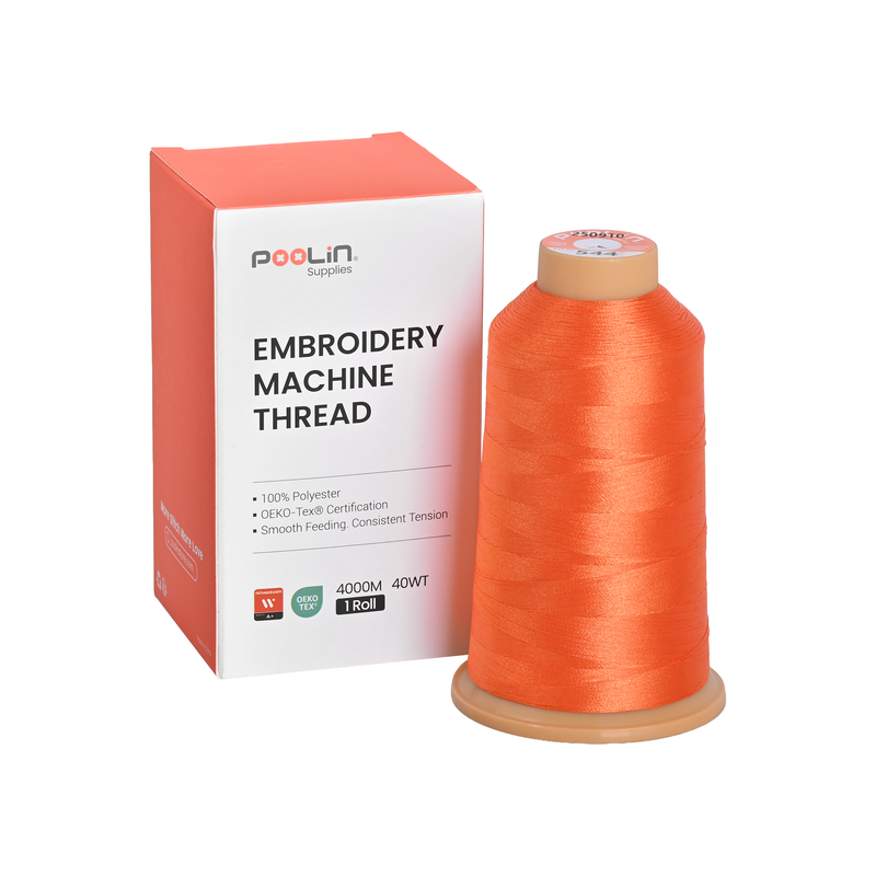 PooLin Polyester Embroidery Thread, 4000m 108D/2 40WT, Color 544 Neon Orange