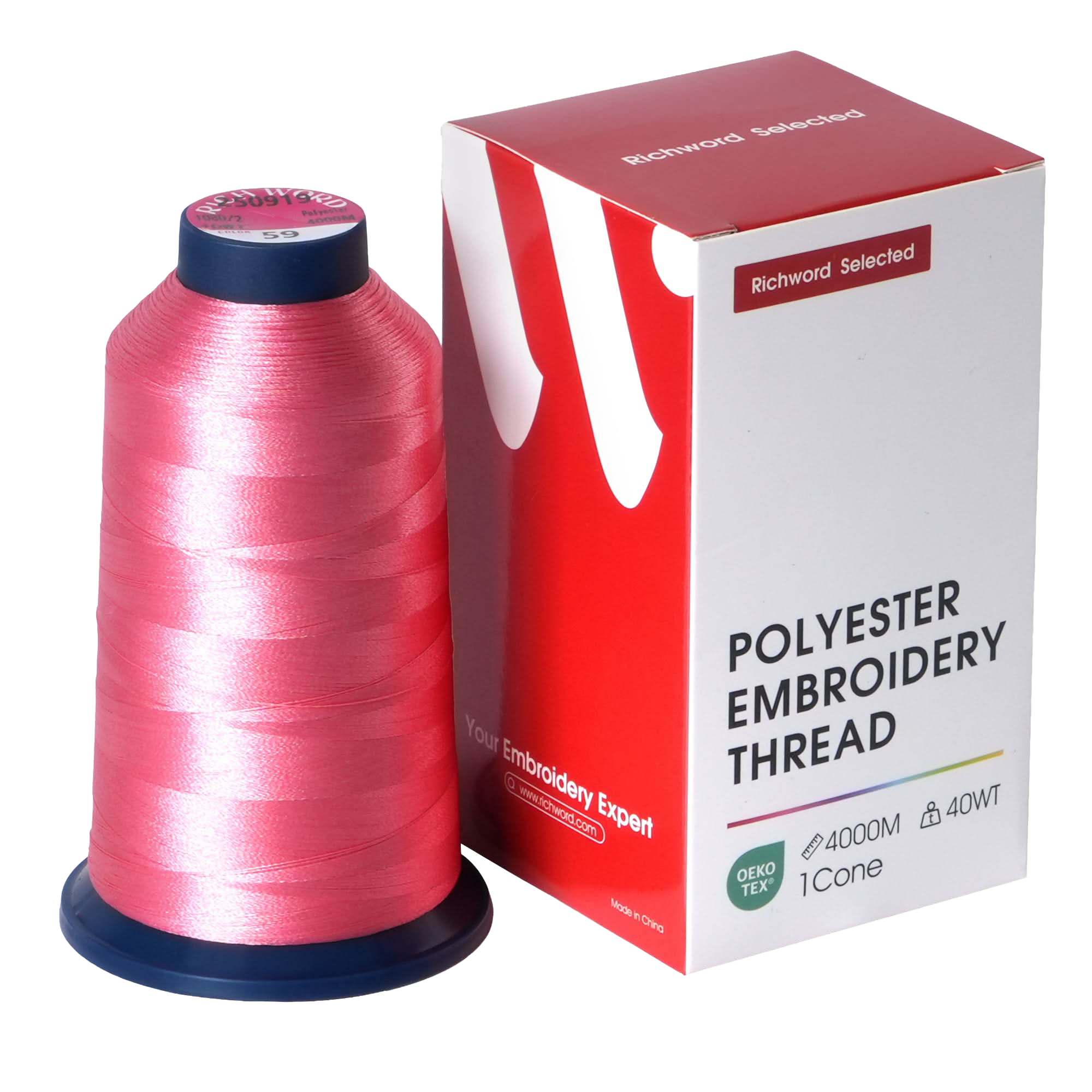 PooLin Polyester Embroidery Thread, 4000m 108D/2 40WT, Color 59 Pink