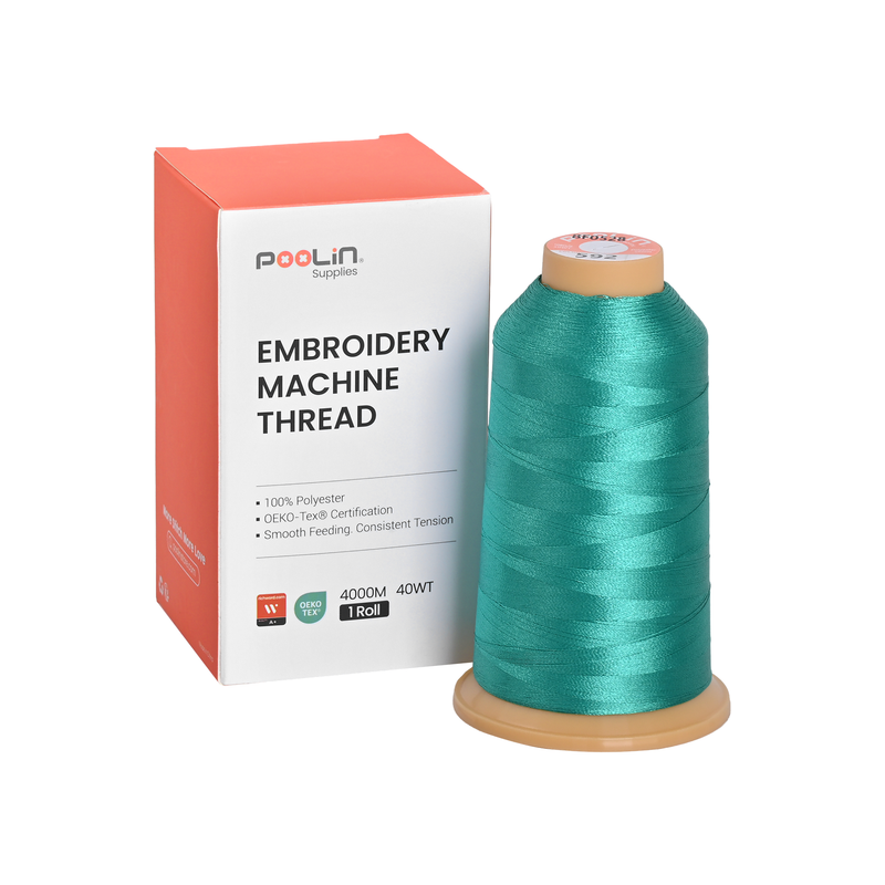 PooLin Polyester Embroidery Thread, 4000m 108D/2 40WT, Color 592 Turquoise Green
