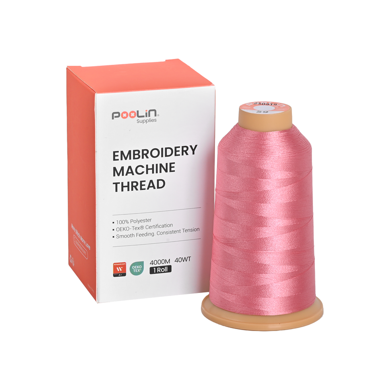 PooLin Polyester Embroidery Thread, 4000m 108D/2 40WT, Color 59 Rose Pink