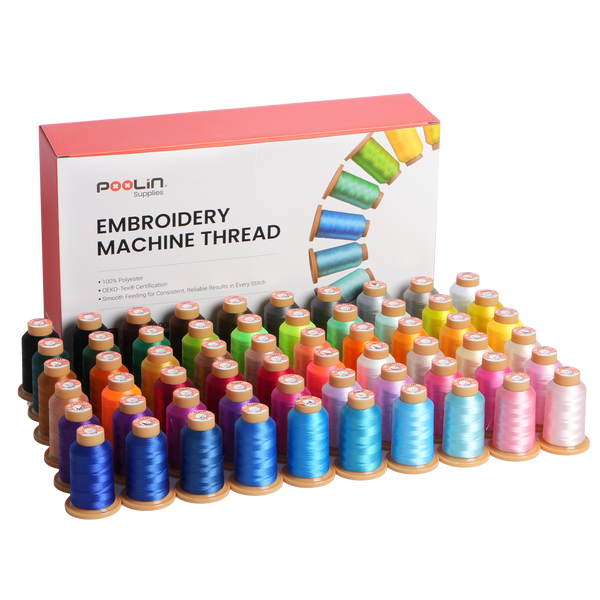 PooLin Embroidery Thread Set 60 Colors 800m 108D/2 40WT Polyester Thread