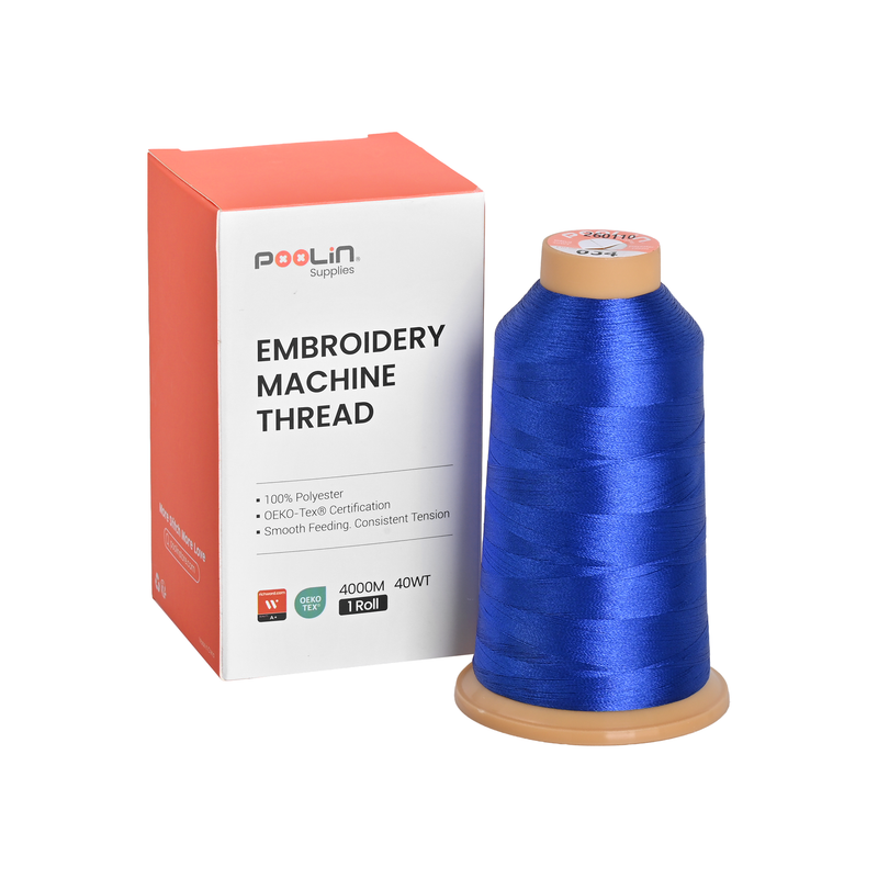 PooLin Polyester Embroidery Thread, 4000m 108D/2 40WT, Color 634 Royal Blue