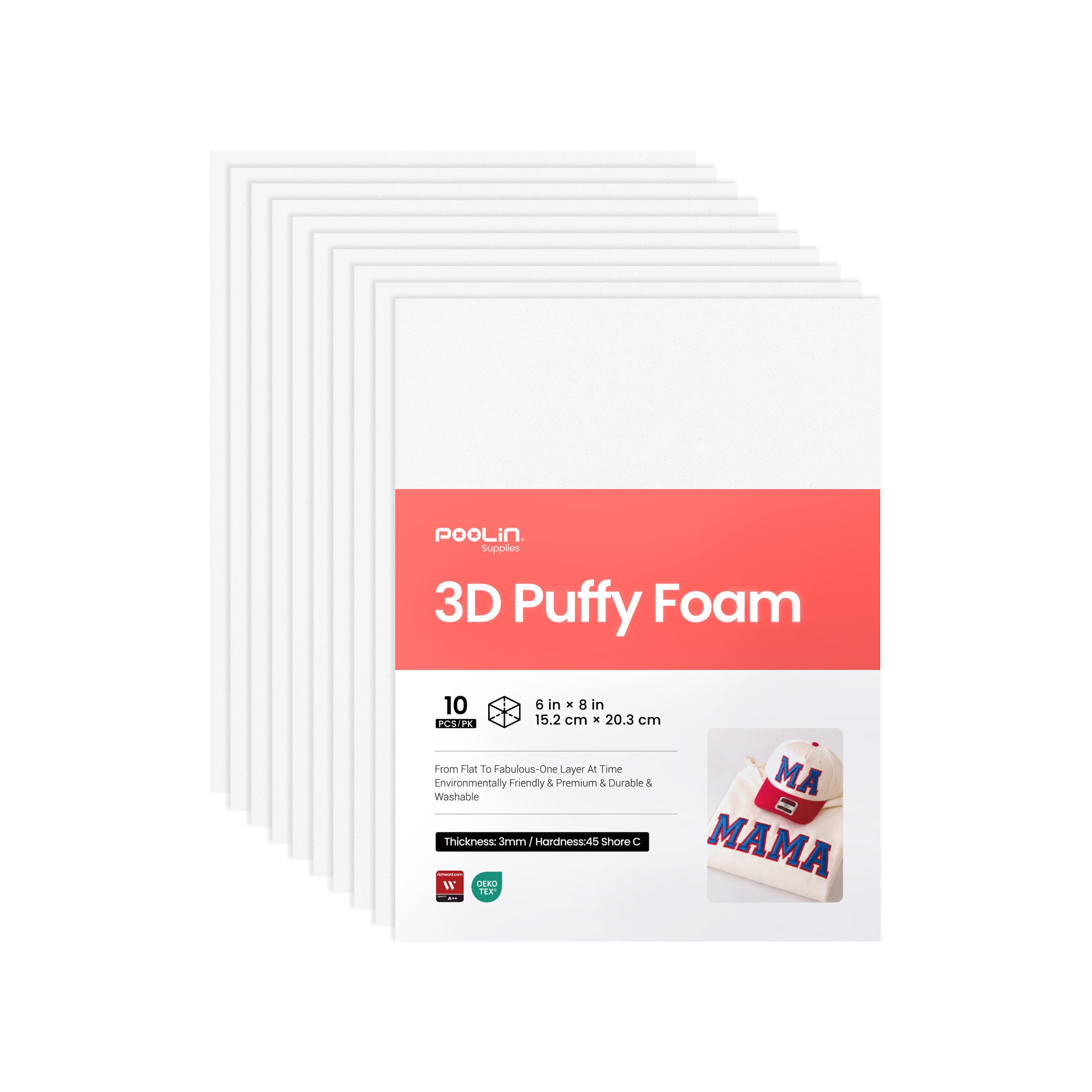 PooLin 3D Puff Embroidery Foam Sheets – Bold 3D for Everyday Embroidery
