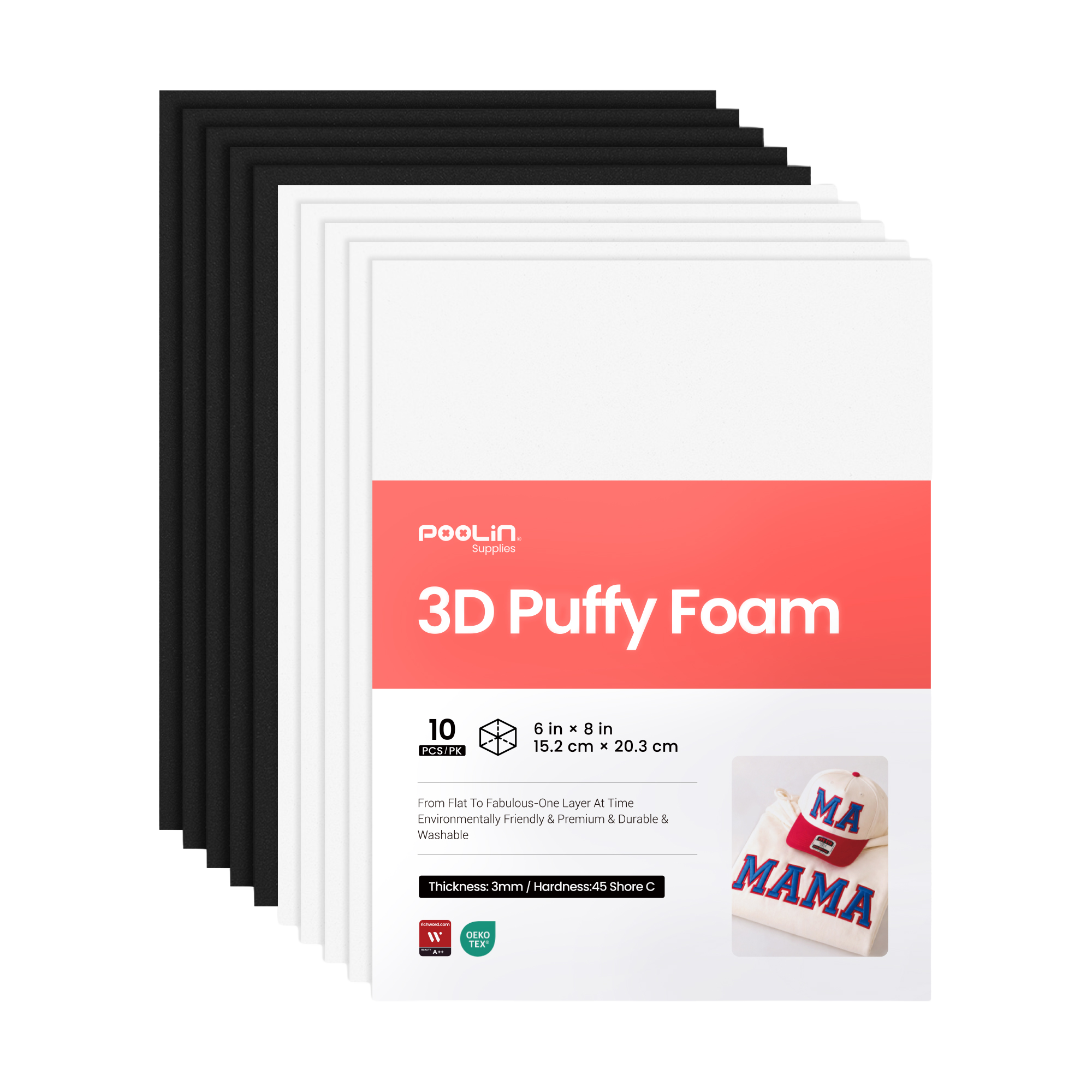 PooLin 3D Puff Embroidery Foam Sheets – Bold 3D for Everyday Embroidery