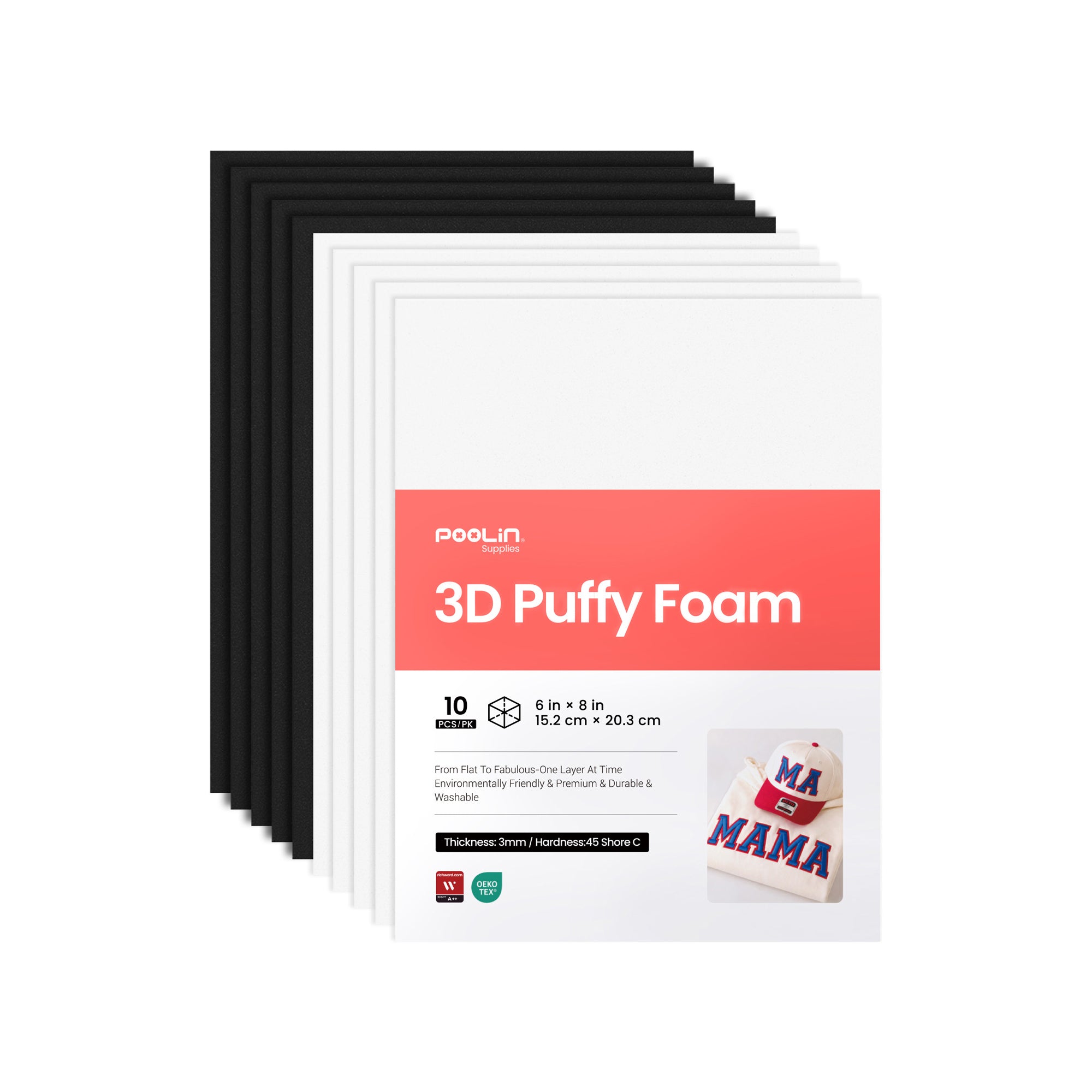 PooLin 3D Puff Embroidery Foam Sheets – Bold 3D for Everyday Embroidery