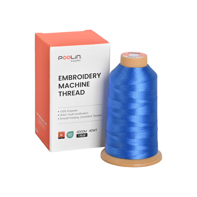 PooLin Polyester Embroidery Thread, 4000m 108D/2 40WT, Color 707 Cornflower Blue
