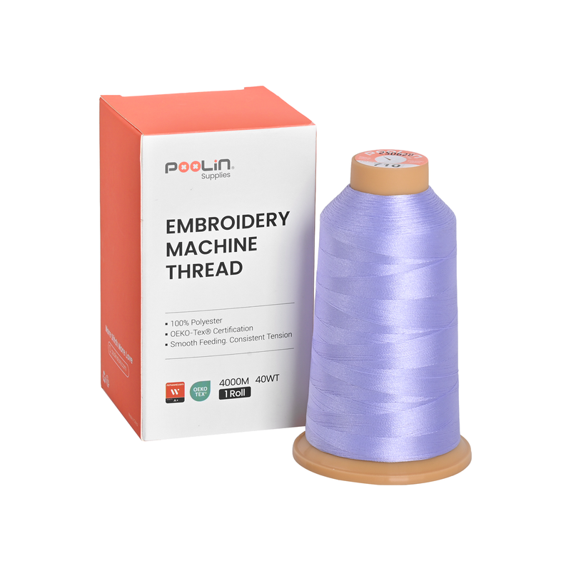 PooLin Polyester Embroidery Thread, 4000m 108D/2 40WT, Color 710 Light Lavender