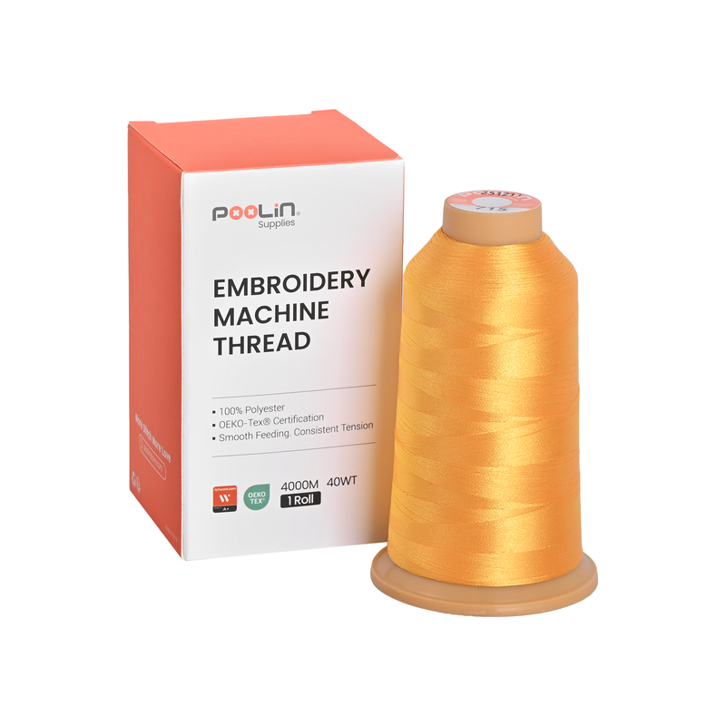 PooLin Polyester Embroidery Thread, 4000m 108D/2 40WT, Color 715 Vivid Yellow