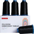 PooLin Polyester Embroidery Thread Set 4-Pack Black 402 4000m 108D/2 40WT