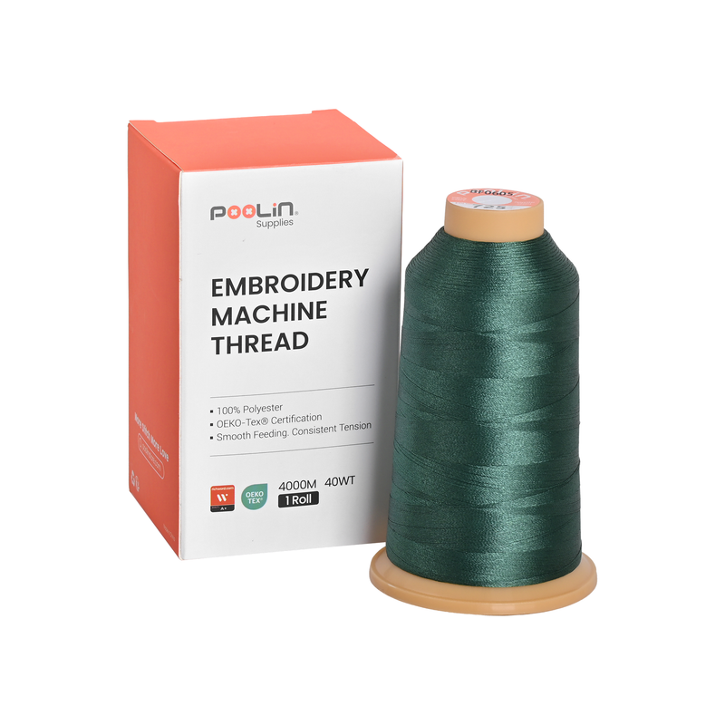 PooLin Polyester Embroidery Thread, 4000m 108D/2 40WT, Color 725 Pine Green