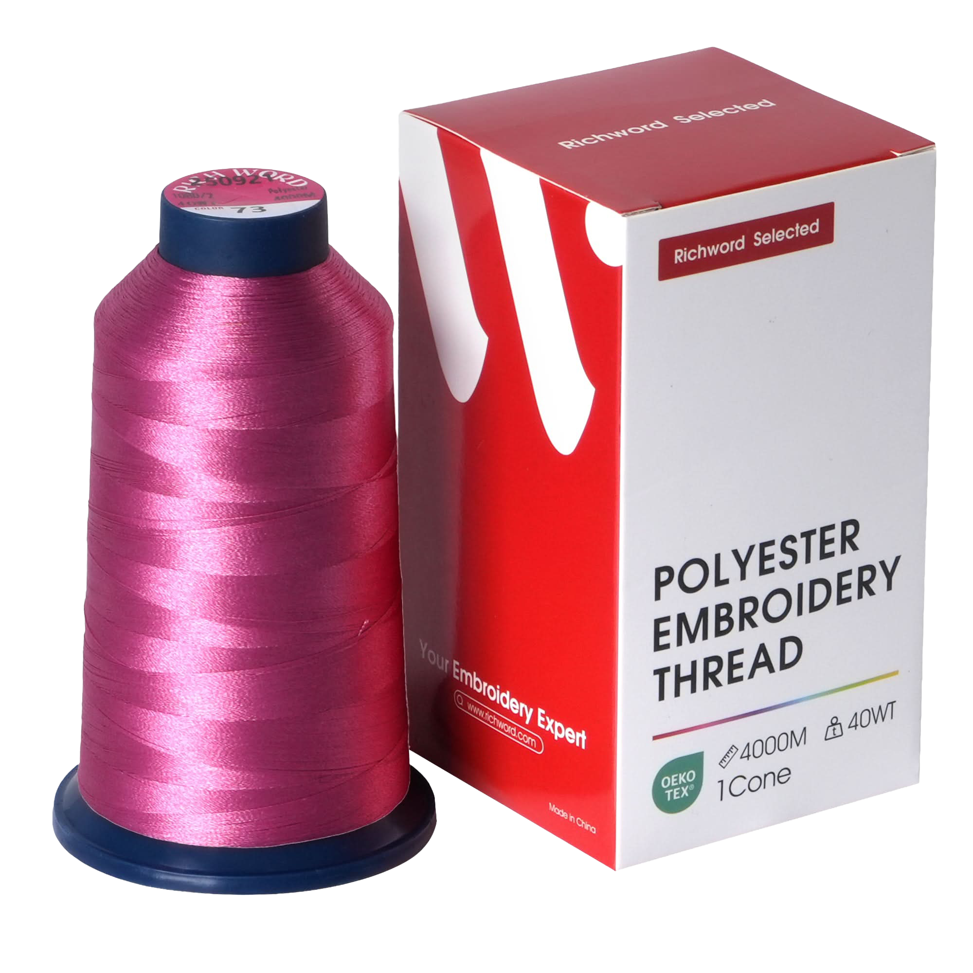 PooLin Polyester Embroidery Thread, 4000m 108D/2 40WT, Color 73 Pink