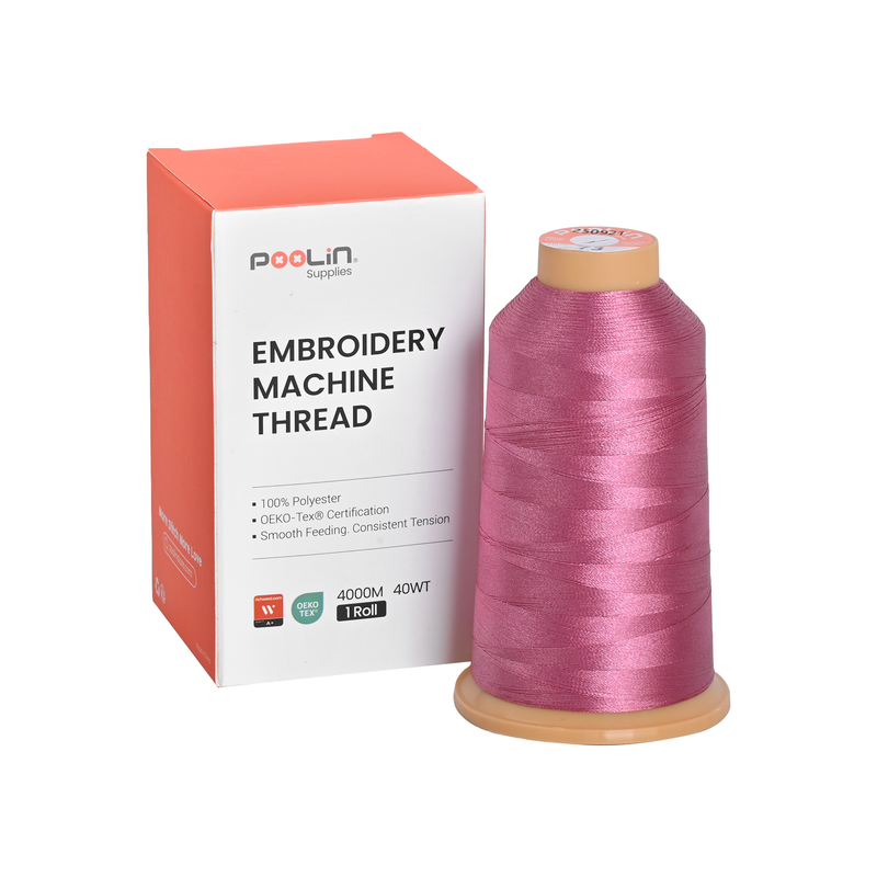 PooLin Polyester Embroidery Thread, 4000m 108D/2 40WT, Color 73 Fuchsia Pink