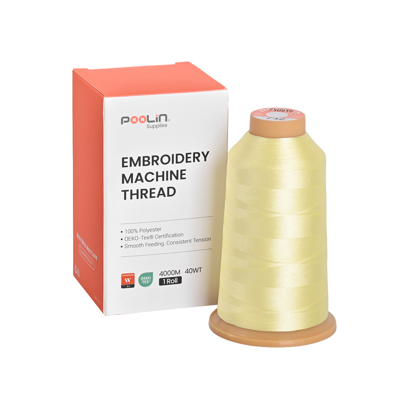 PooLin Polyester Embroidery Thread, 4000m 108D/2 40WT, Color 742 Pale Yellow