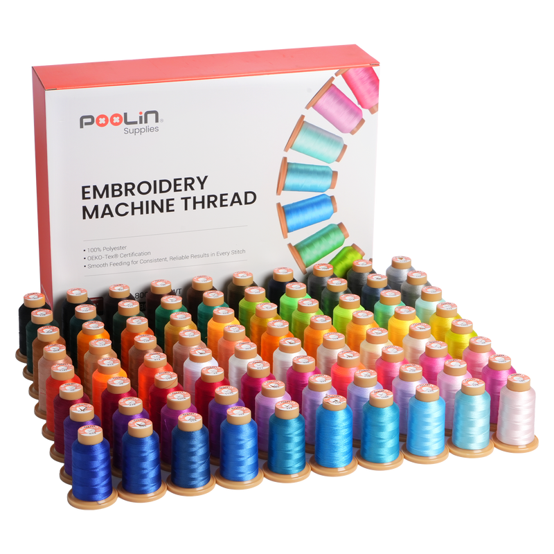 PooLin Embroidery Thread Set 80 Colors 800m 108D/2 40WT Polyester Thread