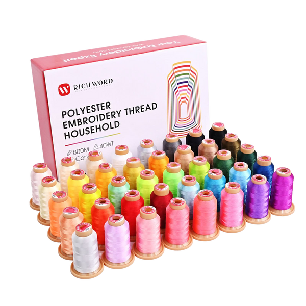 PooLin Embroidery Thread Set 40 Colors 800m 108D/2 40WT Polyester Thread