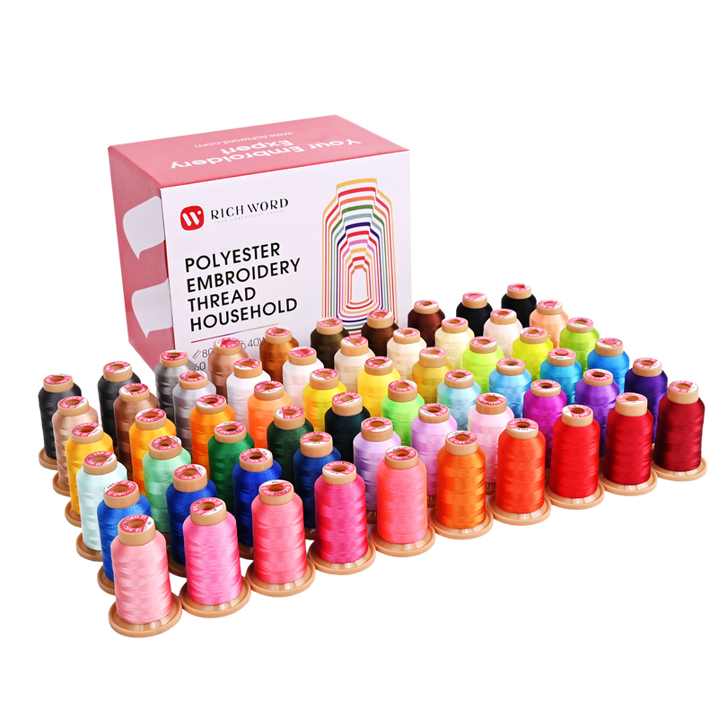 800m*60 colors  Richword 108D/2 40wt Polyester Embroidery Thread / Sewing Thread for household single needle embroidery machine