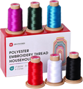 PooLin Embroidery Thread Set 6 Colors 800m 108D/2 40WT Polyester Thread