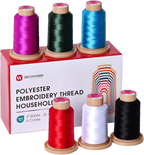 PooLin Embroidery Thread Set 6 Colors 800m 108D/2 40WT Polyester Thread