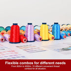 PooLin Embroidery Thread Set 6 Colors 800m 108D/2 40WT Polyester Thread