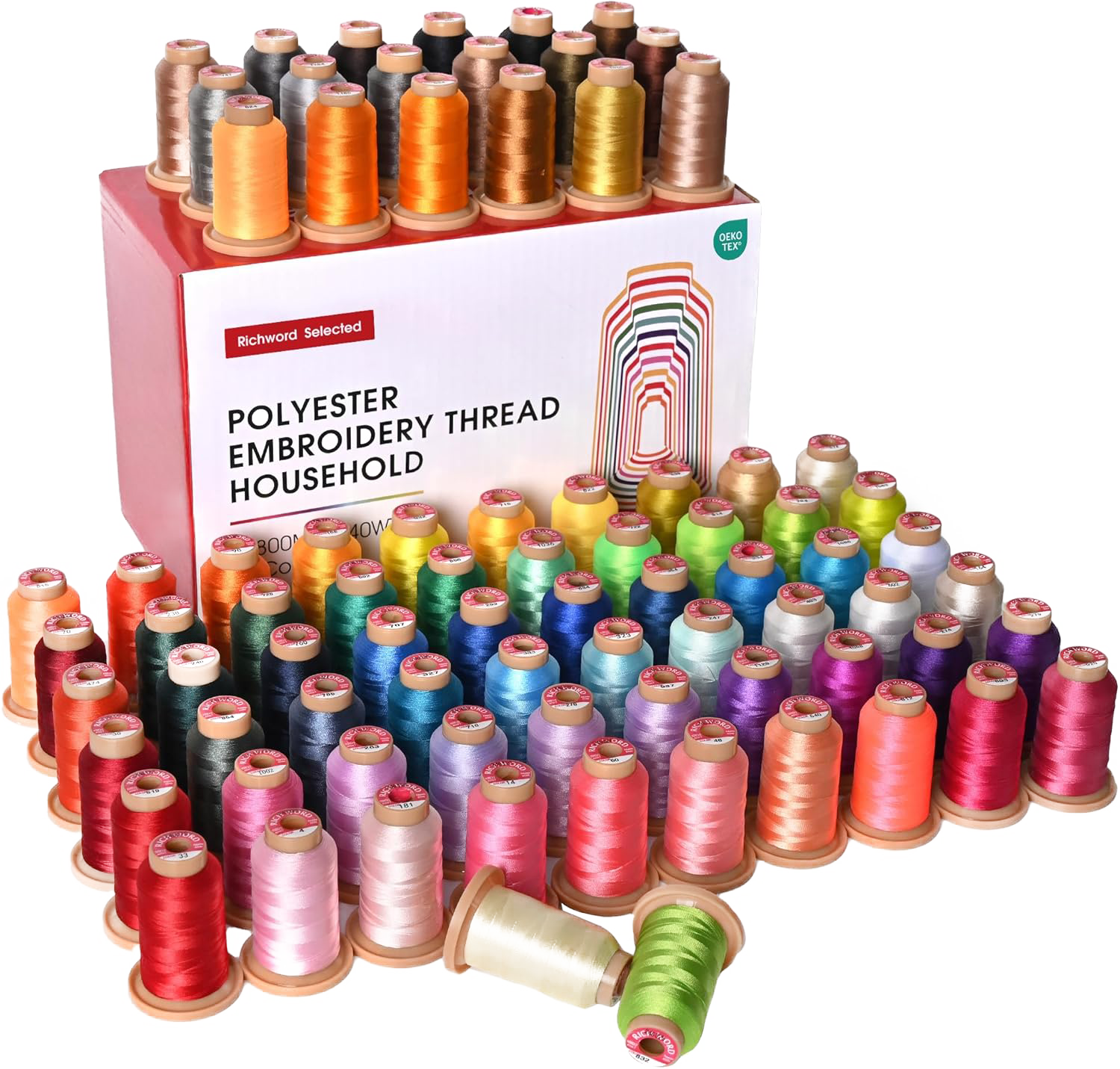 PooLin Embroidery Thread Set 80 Colors 800m 108D/2 40WT Polyester Thread