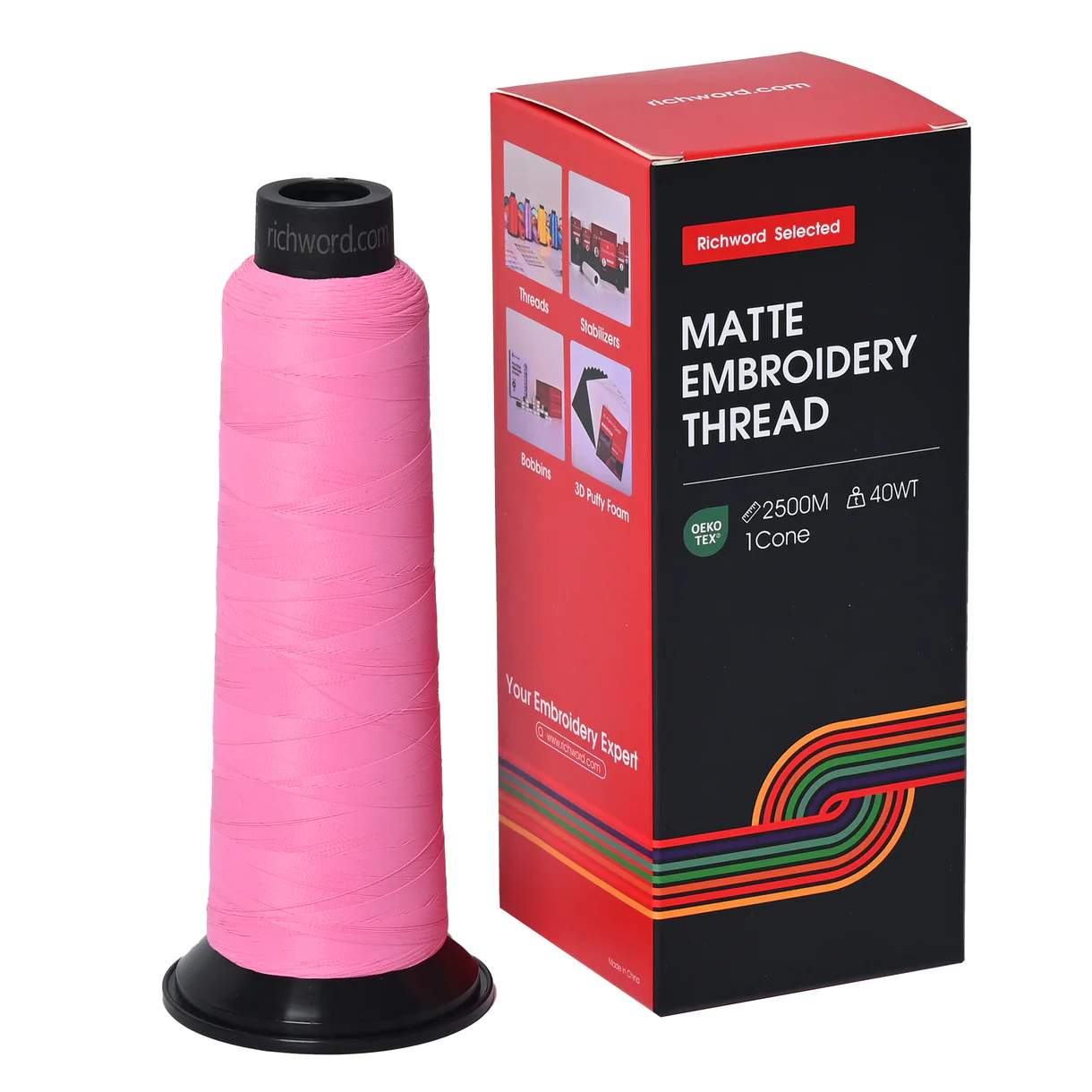 PooLin Matte Embroidery Thread Set 20 Colors 2500m 120D/2 40WT Embroidery Thread