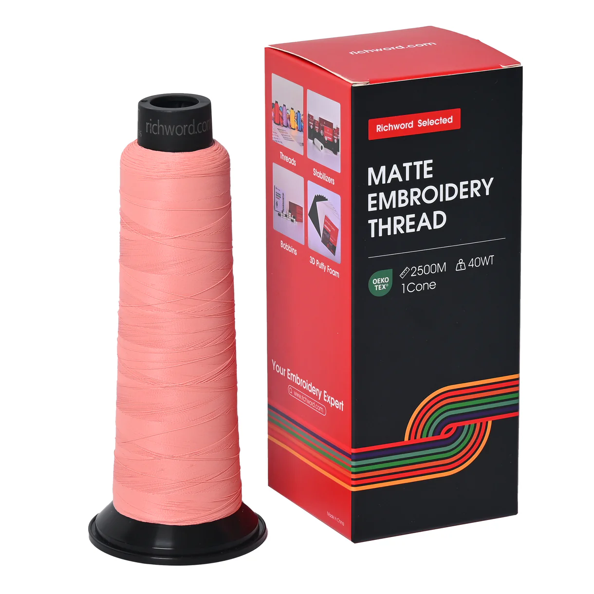 PooLin Matte Embroidery Thread Set 20 Colors 2500m 120D/2 40WT Embroidery Thread