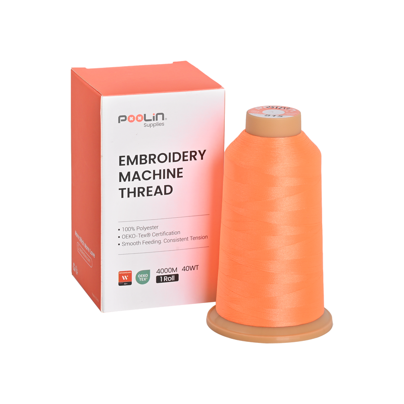 PooLin Polyester Embroidery Thread, 4000m 108D/2 40WT, Color 815 Pastel Orange