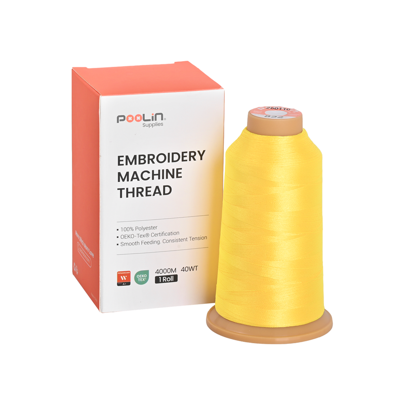 PooLin Polyester Embroidery Thread, 4000m 108D/2 40WT, Color 822 Bright Yellow
