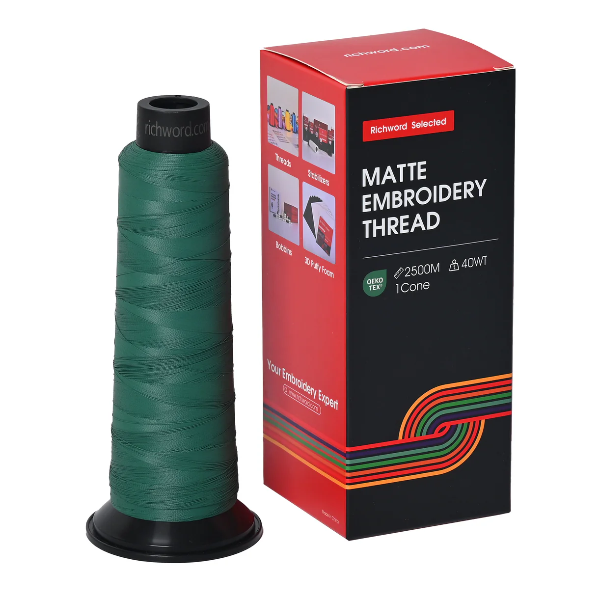 PooLin Matte Embroidery Thread Set 20 Colors 2500m 120D/2 40WT Embroidery Thread