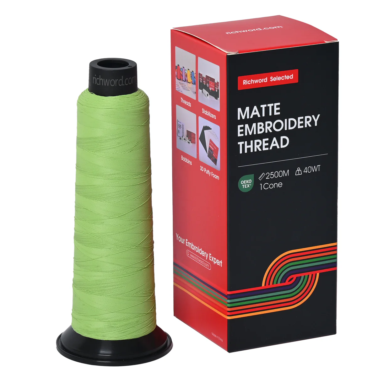 PooLin Matte Embroidery Thread Set 20 Colors 2500m 120D/2 40WT Embroidery Thread