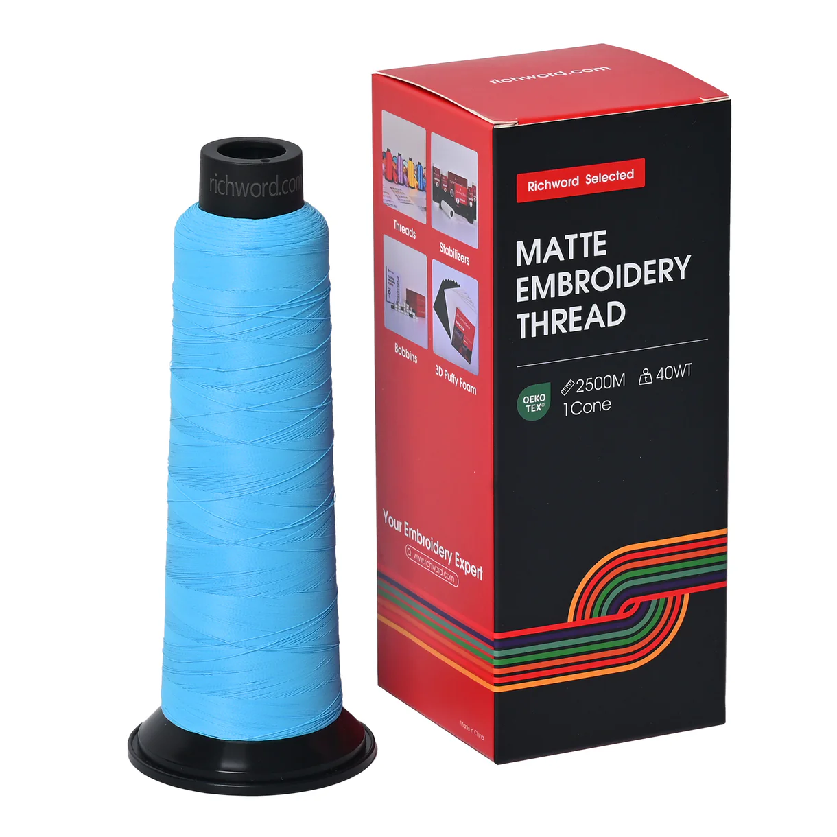 PooLin Matte Embroidery Thread Set 20 Colors 2500m 120D/2 40WT Embroidery Thread