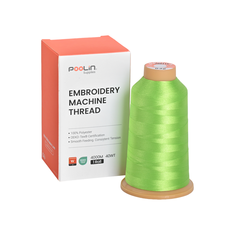 PooLin Polyester Embroidery Thread, 4000m 108D/2 40WT, Color 832 Neon Yellow Green