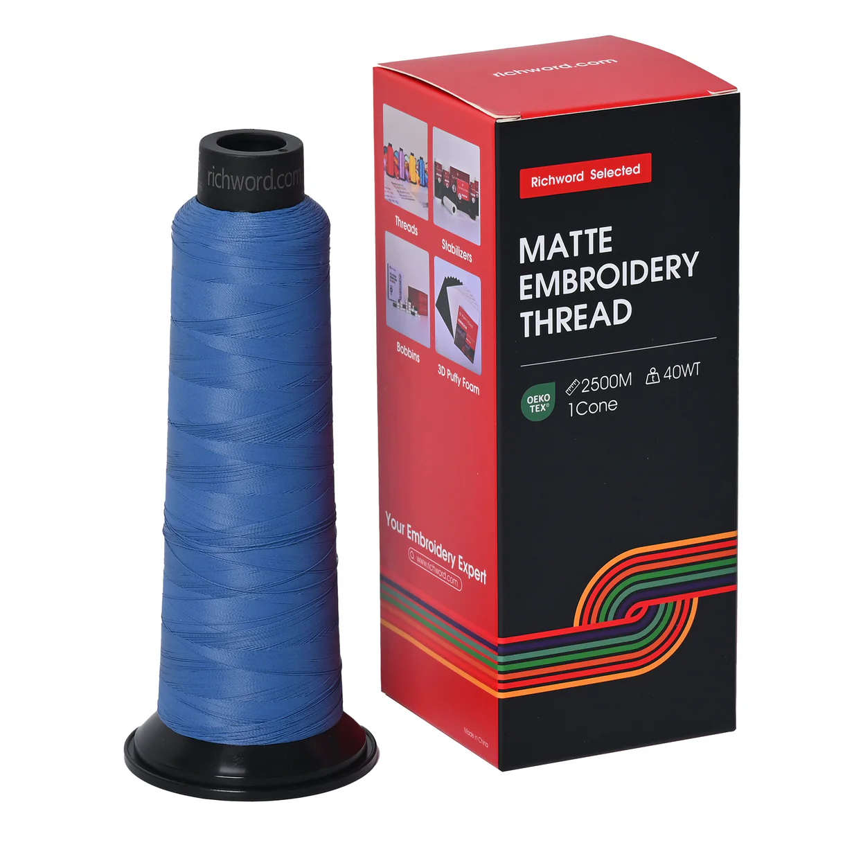 PooLin Matte Embroidery Thread Set 20 Colors 2500m 120D/2 40WT Embroidery Thread