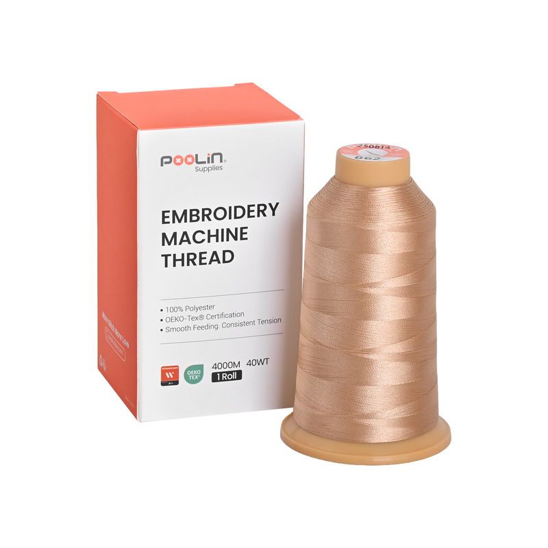 PooLin Polyester Embroidery Thread, 4000m 108D/2 40WT, Color 862 Champagne Beige