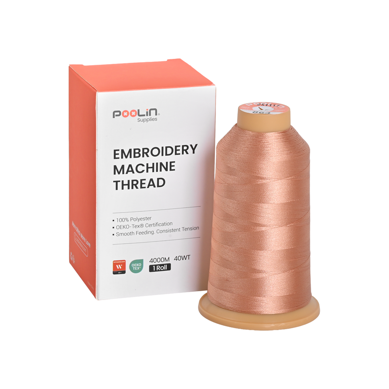 PooLin Polyester Embroidery Thread, 4000m 108D/2 40WT, Color 864 Rose Gold Beige