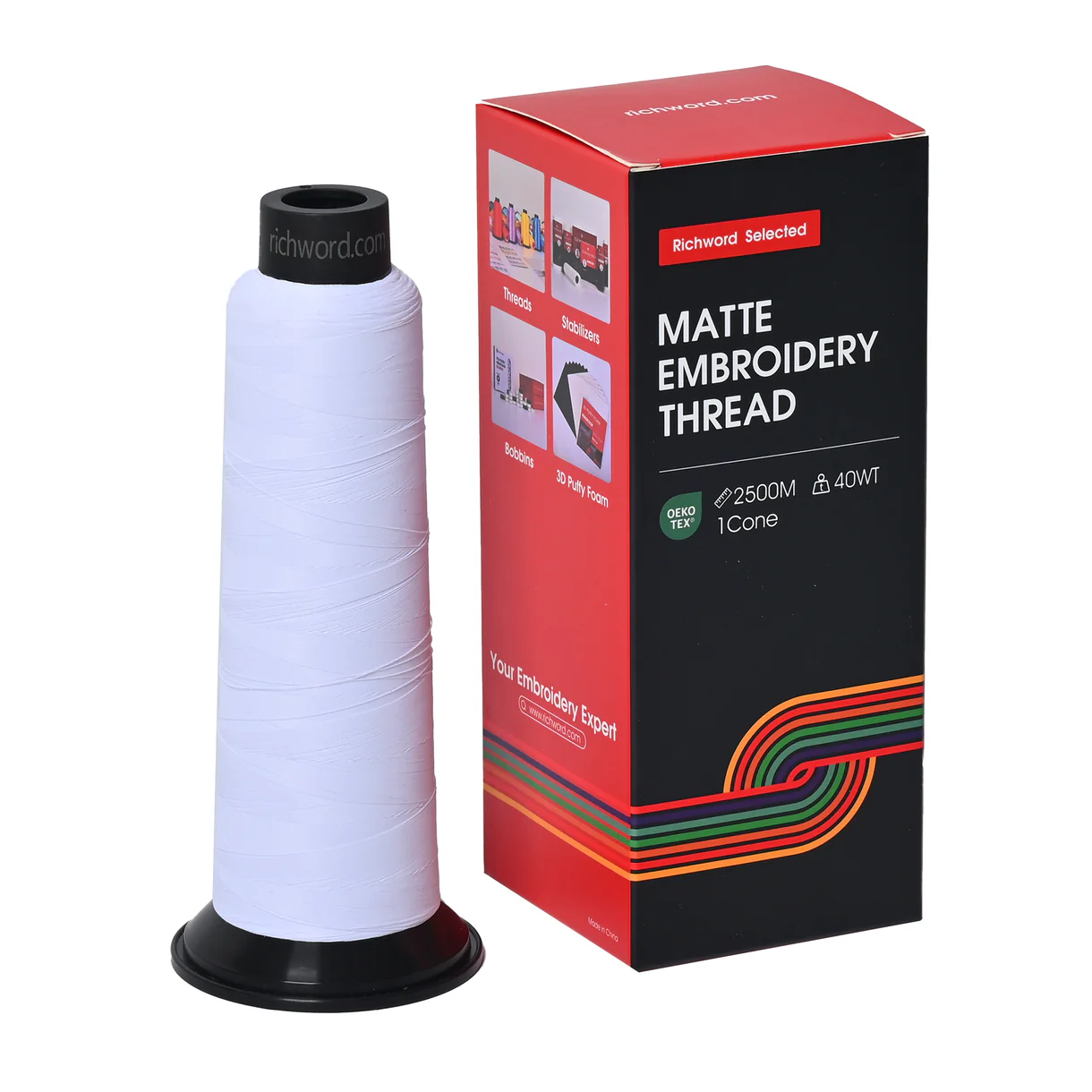 PooLin Matte Embroidery Thread Set 20 Colors 2500m 120D/2 40WT Embroidery Thread