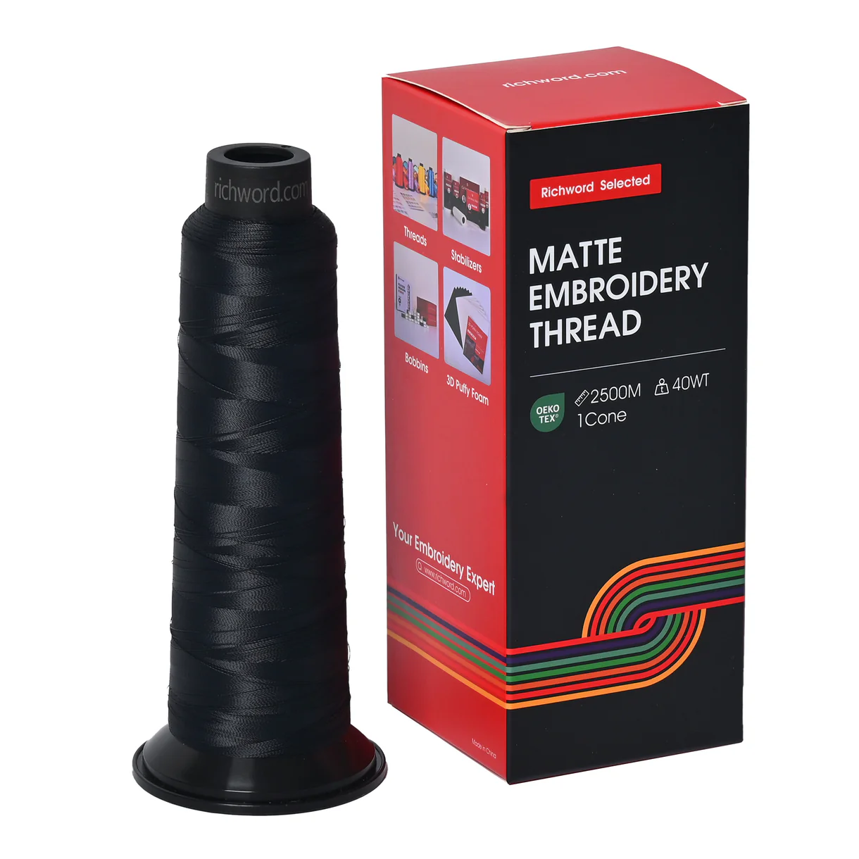 PooLin Matte Embroidery Thread Set 20 Colors 2500m 120D/2 40WT Embroidery Thread
