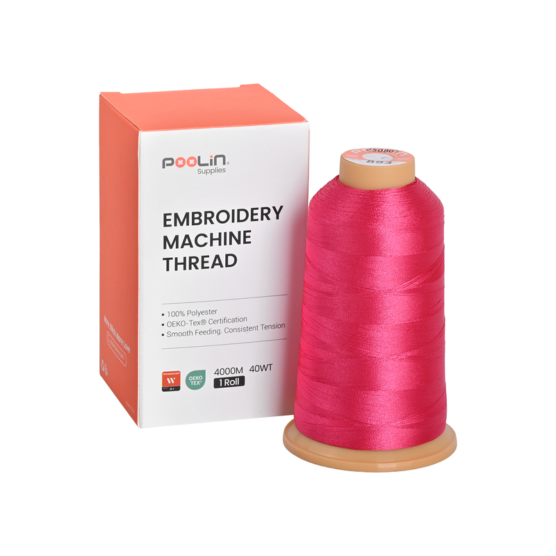 PooLin Polyester Embroidery Thread, 4000m 108D/2 40WT, Color 893 Hot Pink