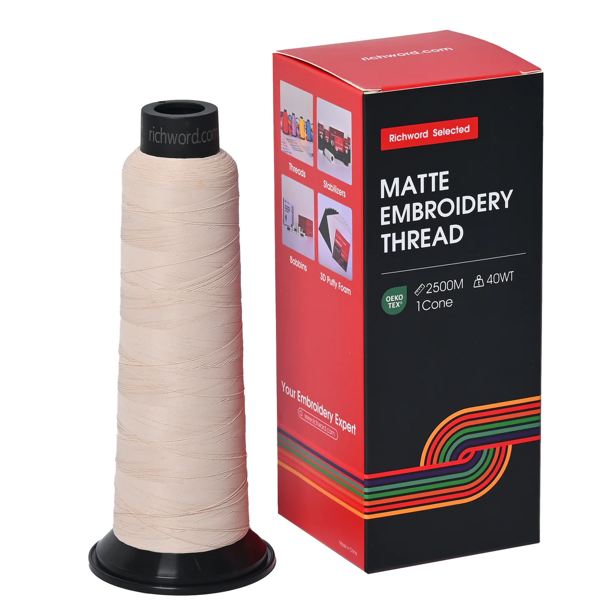 PooLin Matte Embroidery Thread Set 20 Colors 2500m 120D/2 40WT Embroidery Thread