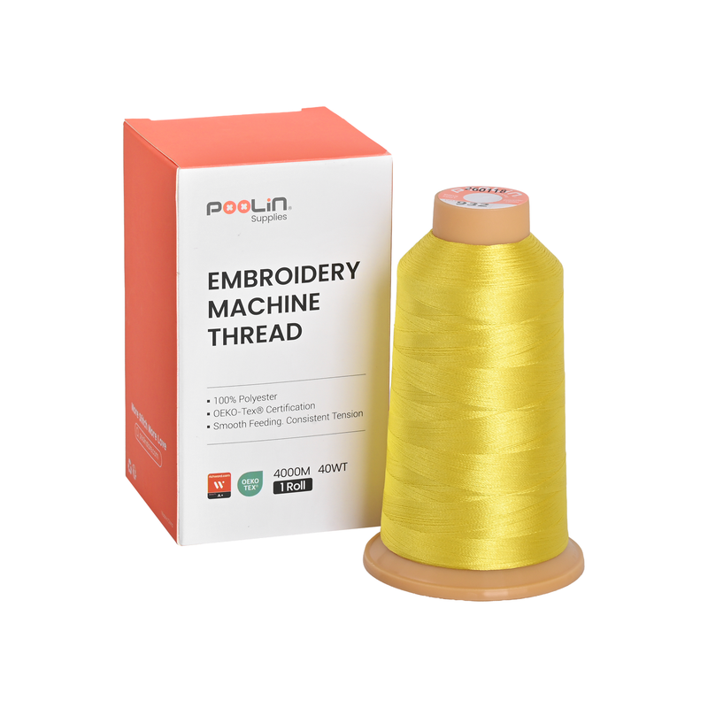 PooLin Polyester Embroidery Thread, 4000m 108D/2 40WT, Color 932 Sunshine Yellow