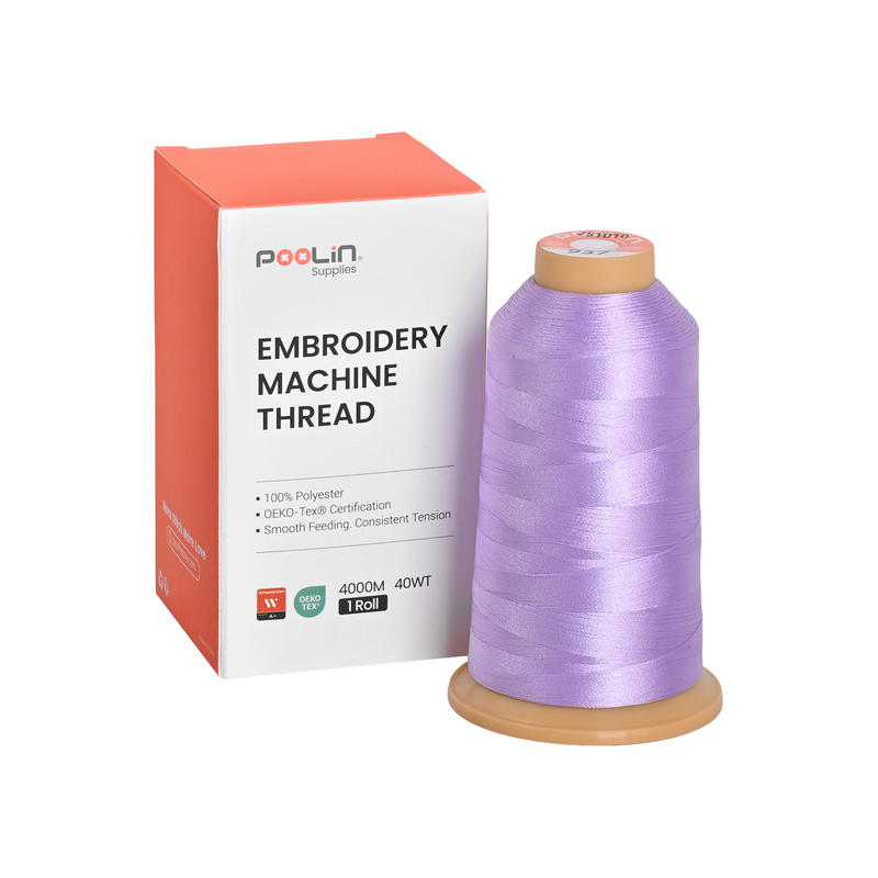PooLin Polyester Embroidery Thread, 4000m 108D/2 40WT, Color 937 Soft Lavender