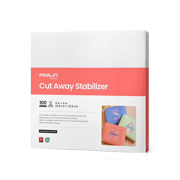 PooLin Cut Away Embroidery Stabilizer Backing Sheets 2.5oz 9in x 9in 100pcs