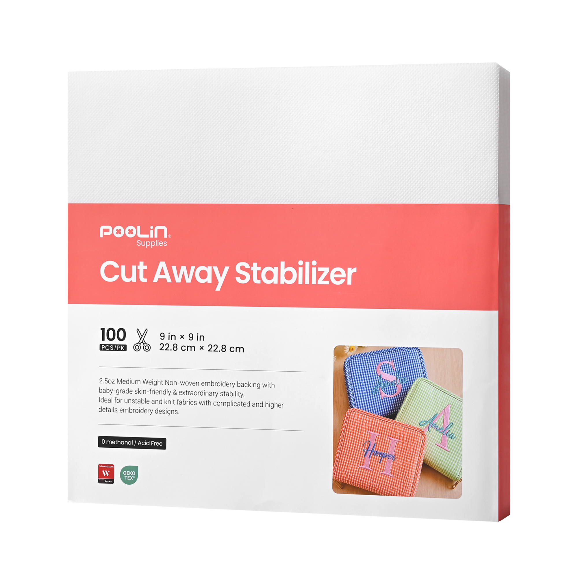PooLin 2.5oz Cut-Away Embroidery Stabilizer – Strong Support, Softer Feel